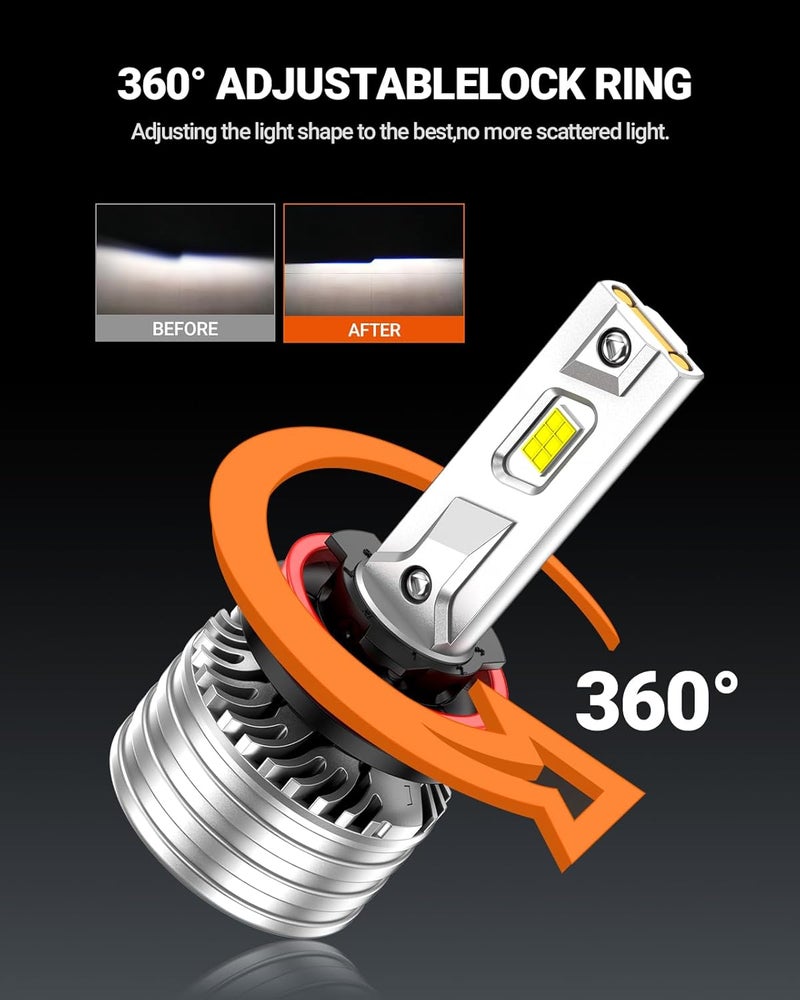 SEALIGHT مصباح LED H11، مصابيح ضباب X4i، 70,000 لومن الأكثر سطوعًا، 6500 كلفن أبيض بارد، تركيب سهل خلال 3 دقائق، عمر افتراضي 10 سنوات، توصيل وتشغيل، مقاوم للماء IP68، عبوة من 2 - Image 3